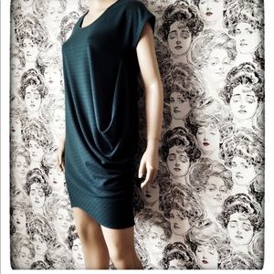 VINTAGE TEXTURED STRIPE JERSEY DRESS D-412